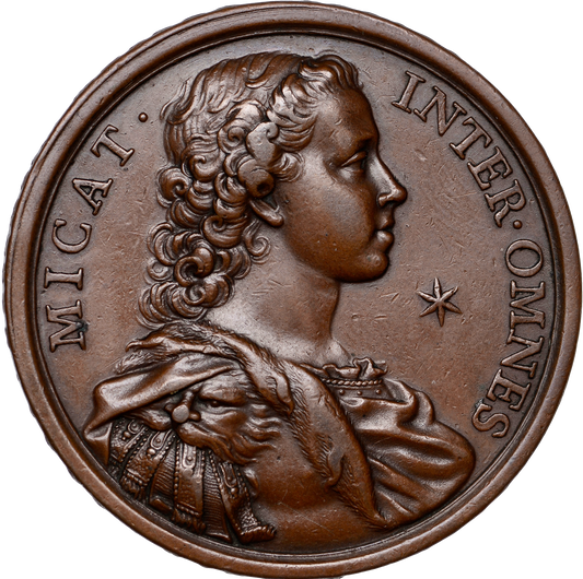 1731 Legitimacy of Jacobite Succession, Prince Charles and Prince Henry 42mm copper medal MI 492/34 E521