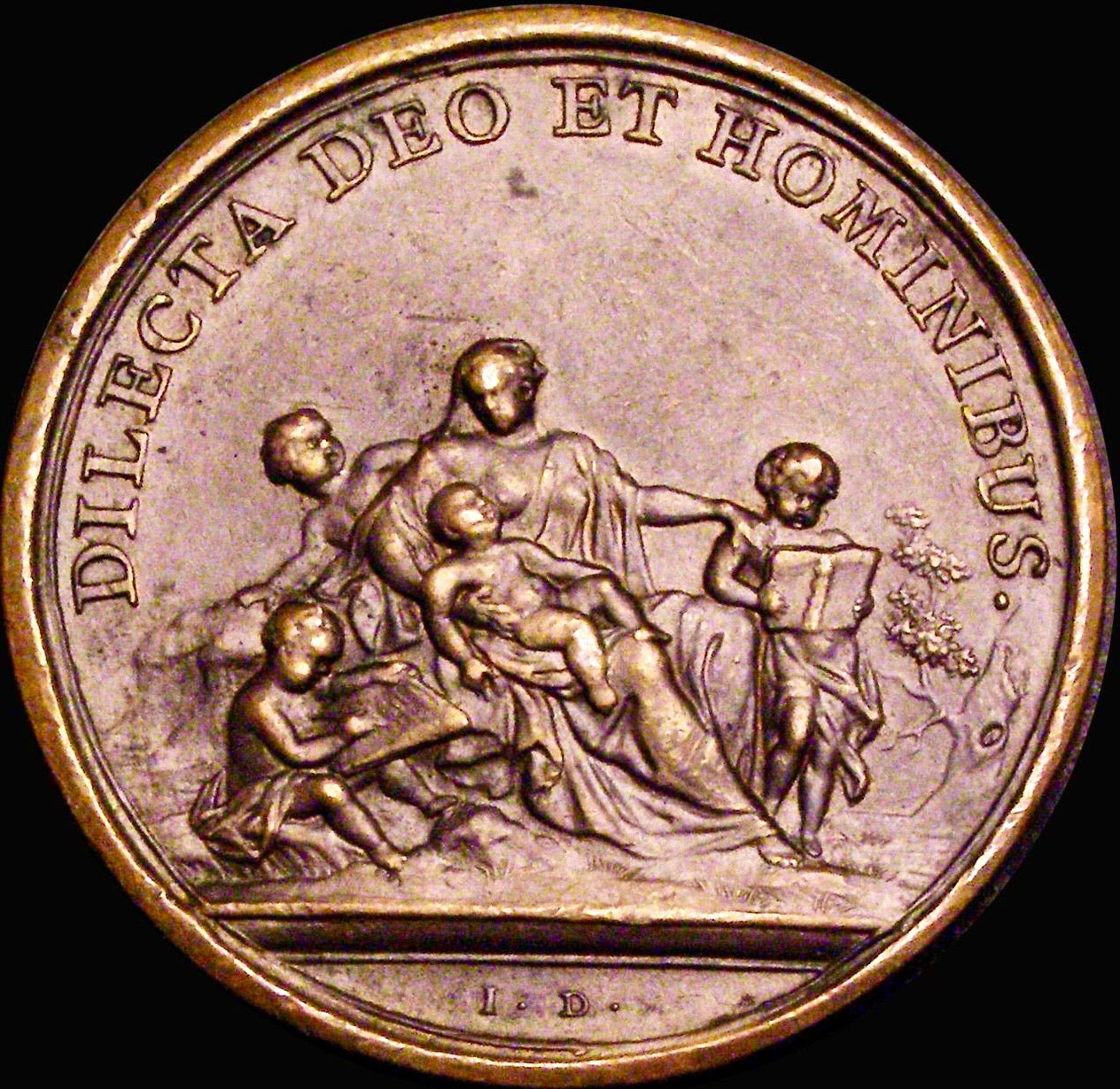 1731 Death of Caroline 40mm copper medal from dassiers Kings and Queens series