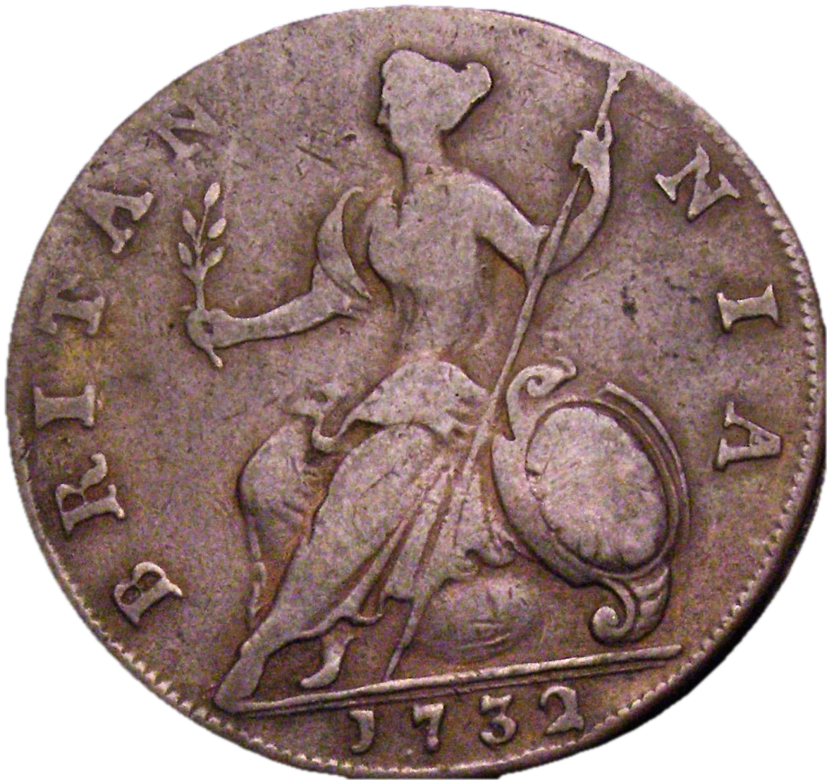 1732/1 Halfpenny stop reverse unlisted by Peck F