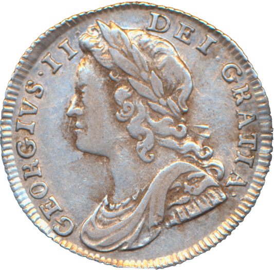 1734 Sixpence Young head Roses and plumes S3707 ESC 1744 Rare (R2) VF