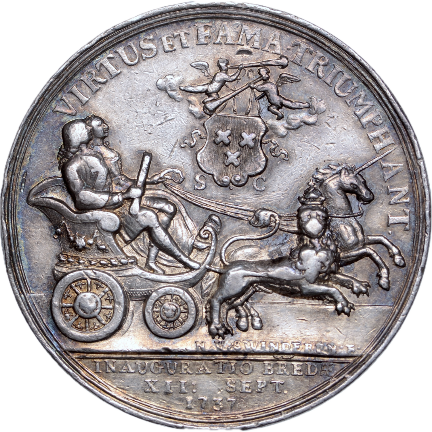 1737 Breda restored to the House of Orange 41mm silver medal MI 518/74 E539 Scarce
