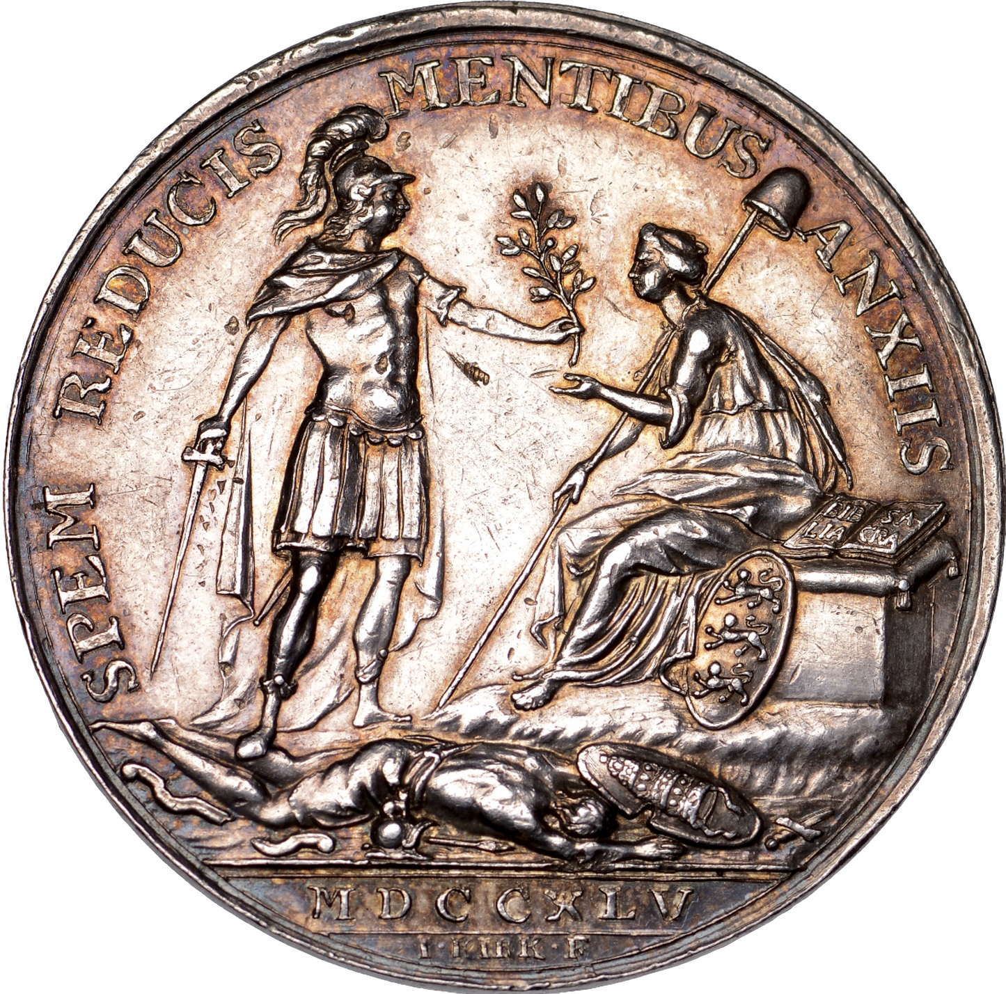 1745 Carlisle recaptures, Rebels retreat to Scotland 35mm silver medal MI 606/264 Eimer 598 Scarcea (Copy)