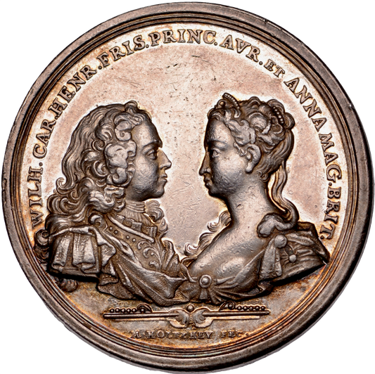 1747 Appointment of William of Orange as Stadtholder 45mm silver medal MI 627/314 Rare