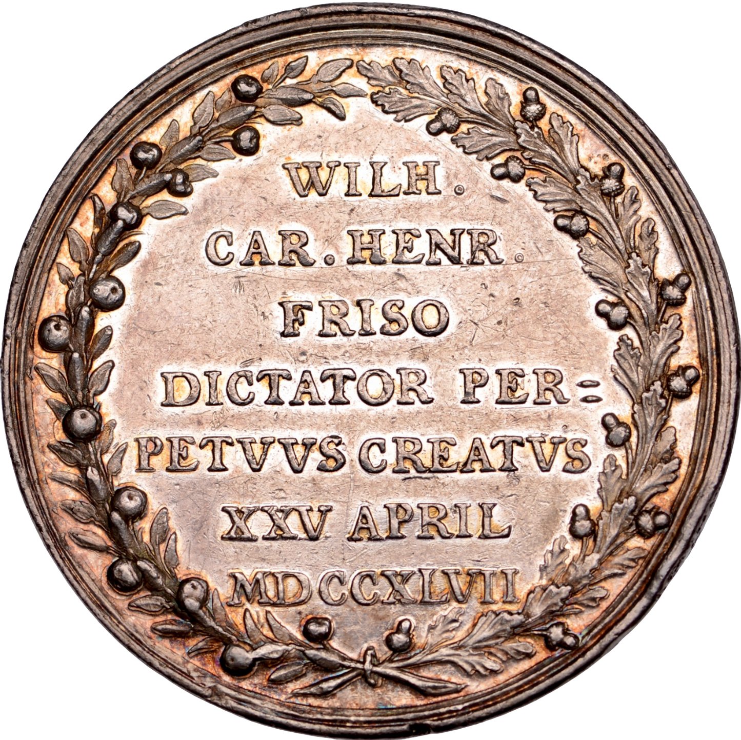 1747 Appointment of William of Orange as Stadtholder 45mm silver medal MI 627/314 Rare