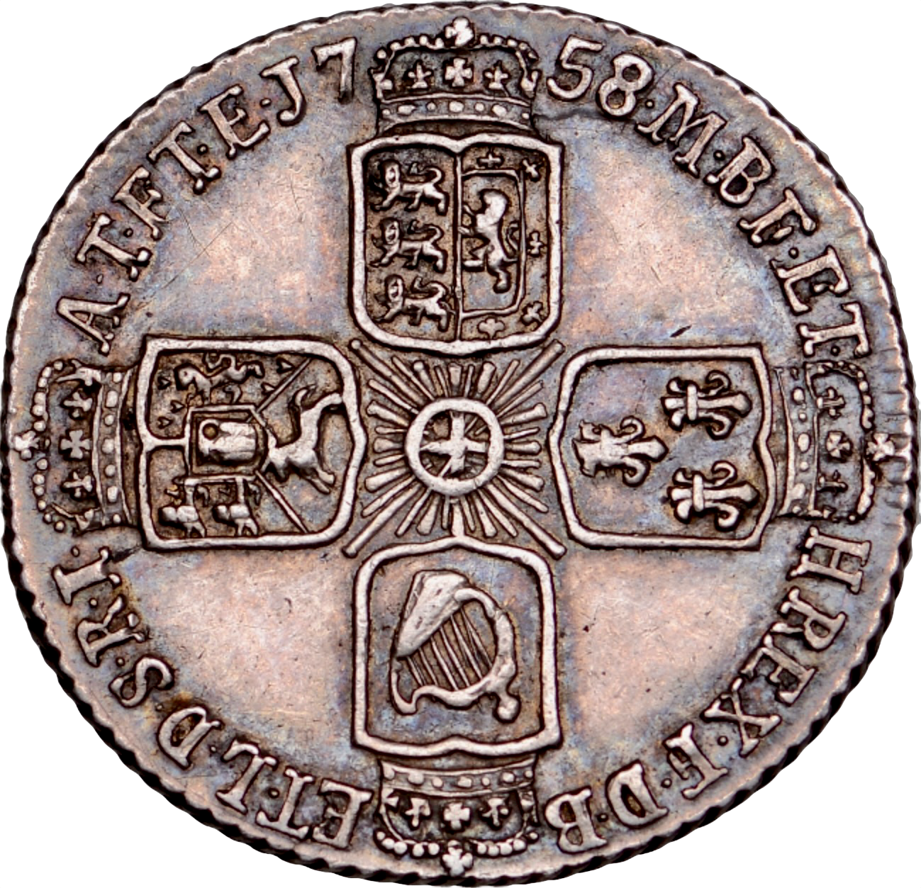 1758 Sixpence Old head Plain in angles S3711 ESC 1763 GEF