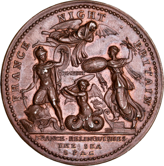 1759 Battle of Quiberon Bay, Bellisle 40mm copper medal by J Kirk E676 MI 706/441