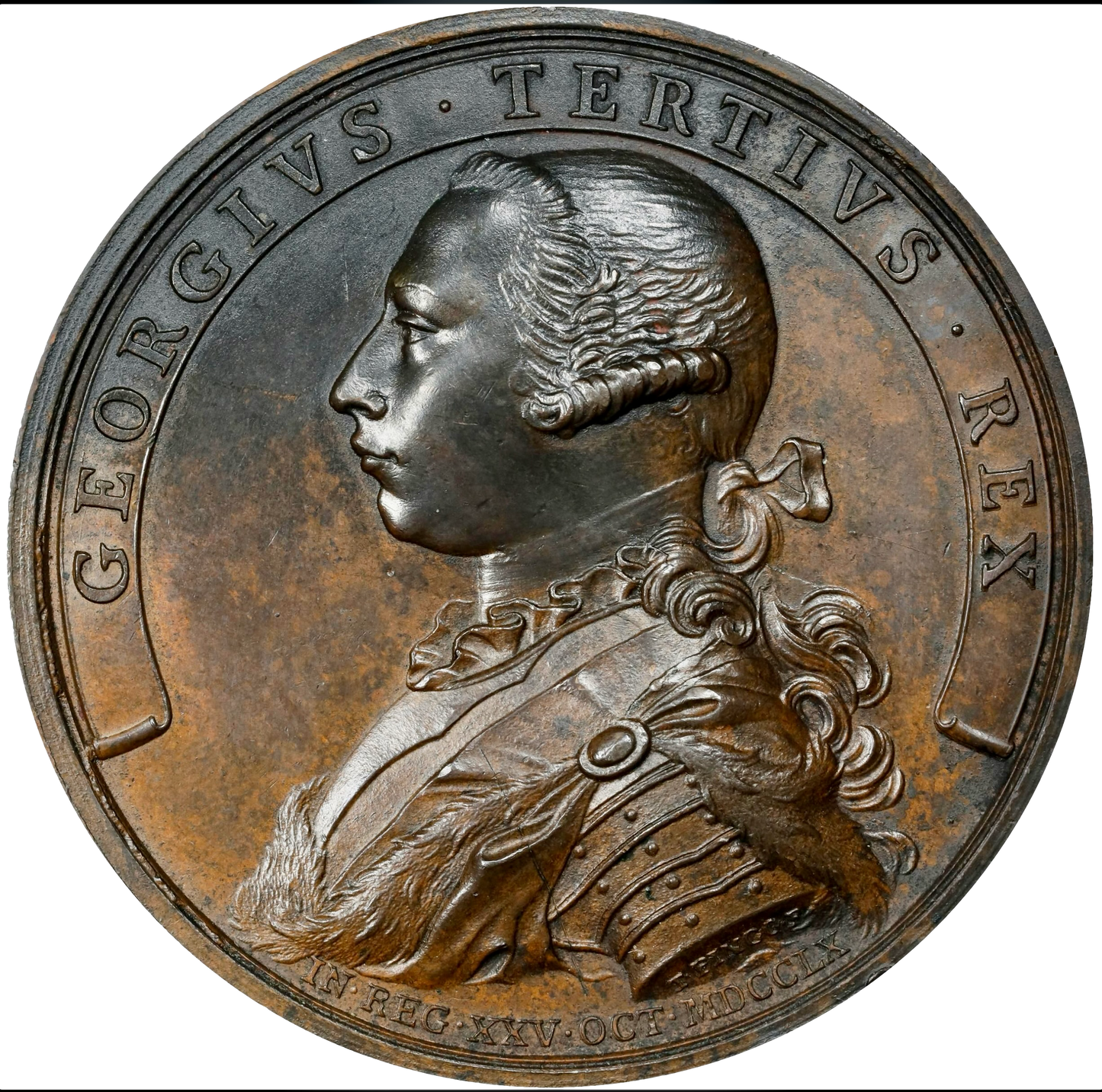 1760 George III Accession bronze medal by T Pingo BHM 1 E682