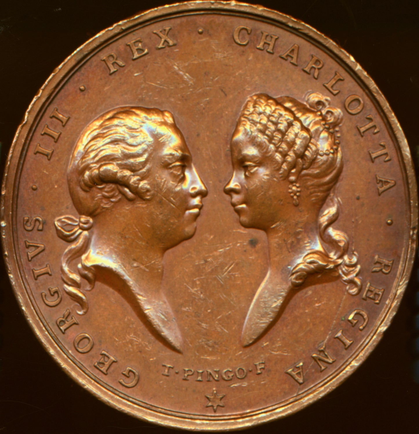 1762 Birth of George, Prince of Wales 40mm copper medal by T Pingo E699 BHM 77