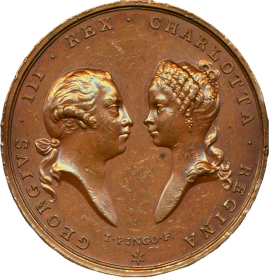 1762 Birth of George, Prince of Wales 40mm copper medal by T Pingo E699 BHM 77