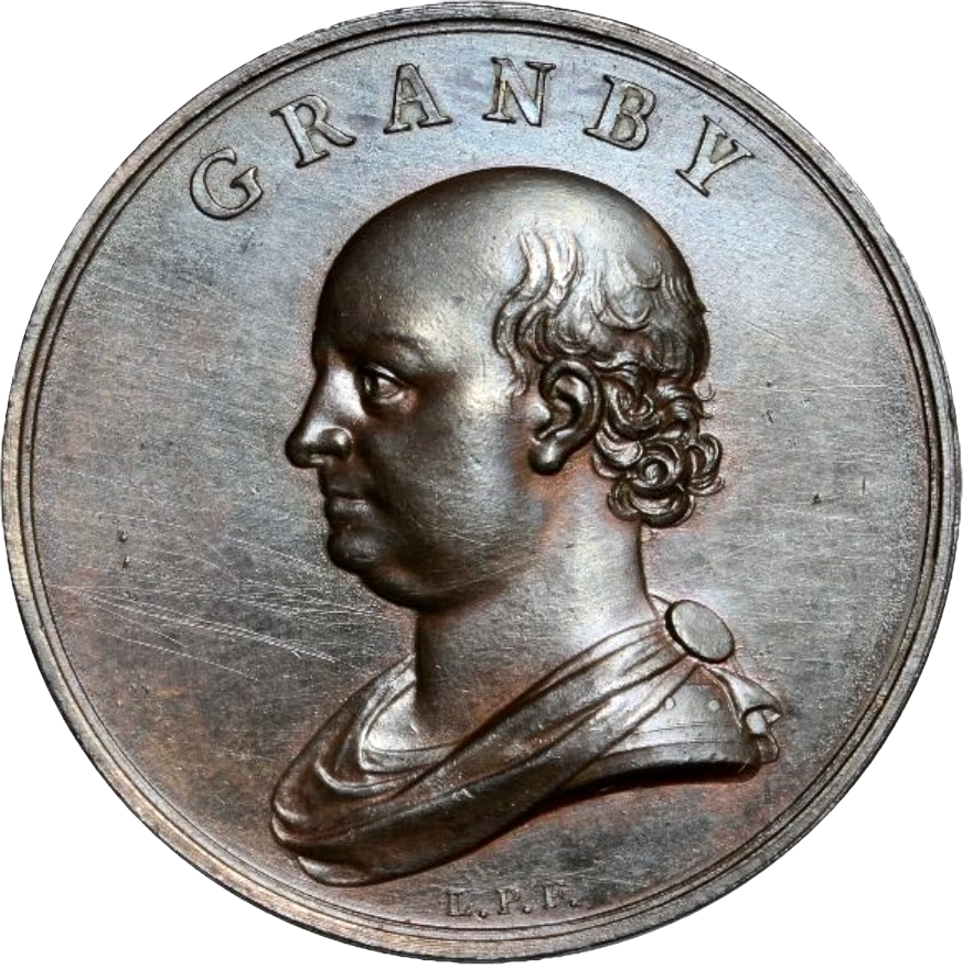 1770 Death of the Marquis of Granby 40.5mm silver medal BHM 145 Eimer 733 Scarce