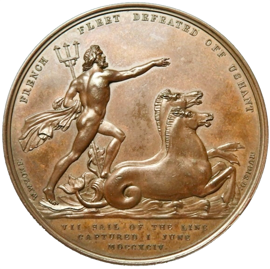 1794 Admiral Earl Howe, Naval Victory of the First of June 1794 copper medal BHM 387 E856