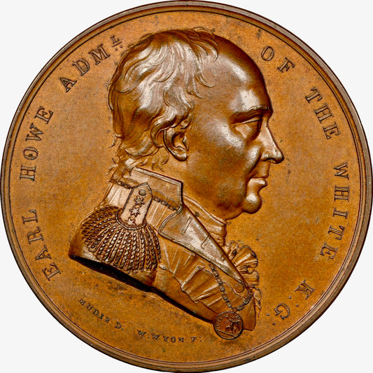 1794 Admiral Earl Howe, Naval Victory of the First of June 1794 copper medal BHM 387 E856 MS 63 BN