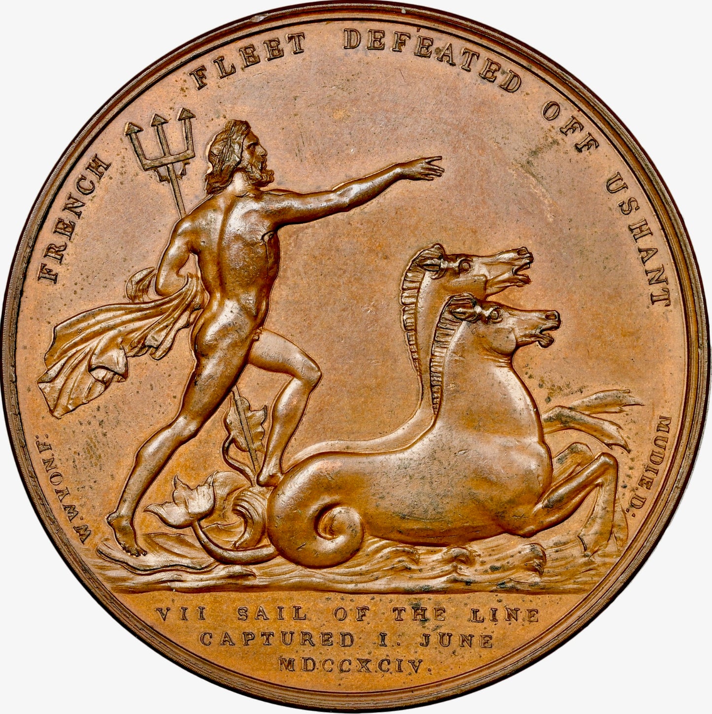 1794 Admiral Earl Howe, Naval Victory of the First of June 1794 copper medal BHM 387 E856 MS 63 BN