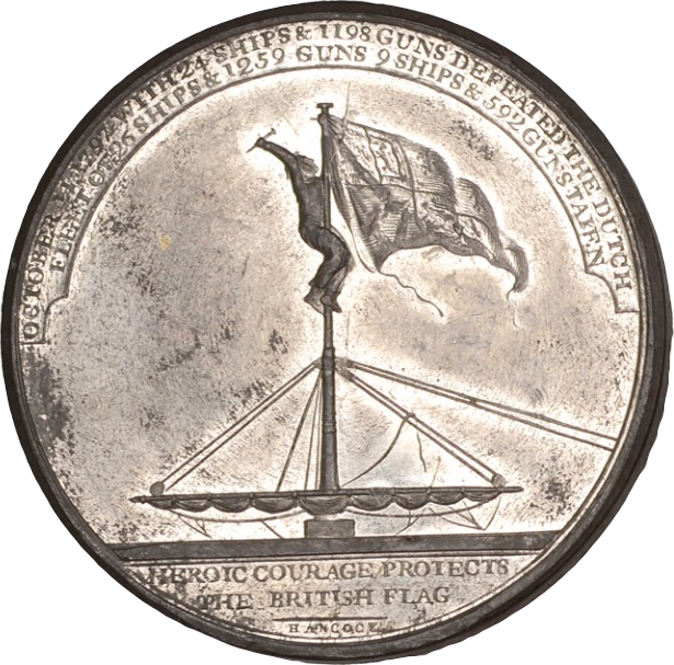 1797 Battle of Camperdown 49mm white metal medal by JG Hancock BHM 426 E884
