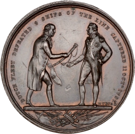 1797 Battle of Camperdown 41mm copper medal by T Webb & W Wyon BHM 432 E886