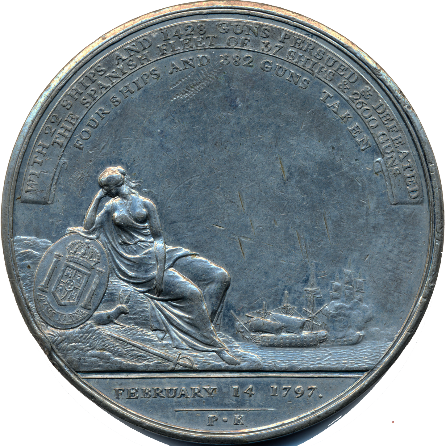 1797 Battle of Cape St Vincent 48mm white metal medal by JG Hancock BHM 435 E881 RR