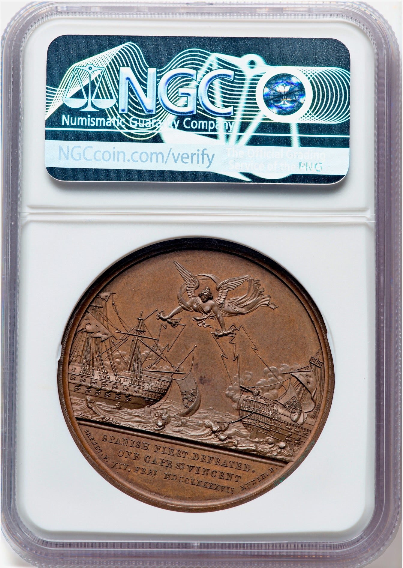 1797 Battle of Cape St Vincent 41mm copper medal BHM 438 E882 MS 63 BN