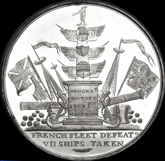 1799 Death of Earl Howe 38mm white metal medal by T Wyon BHM 468 E909