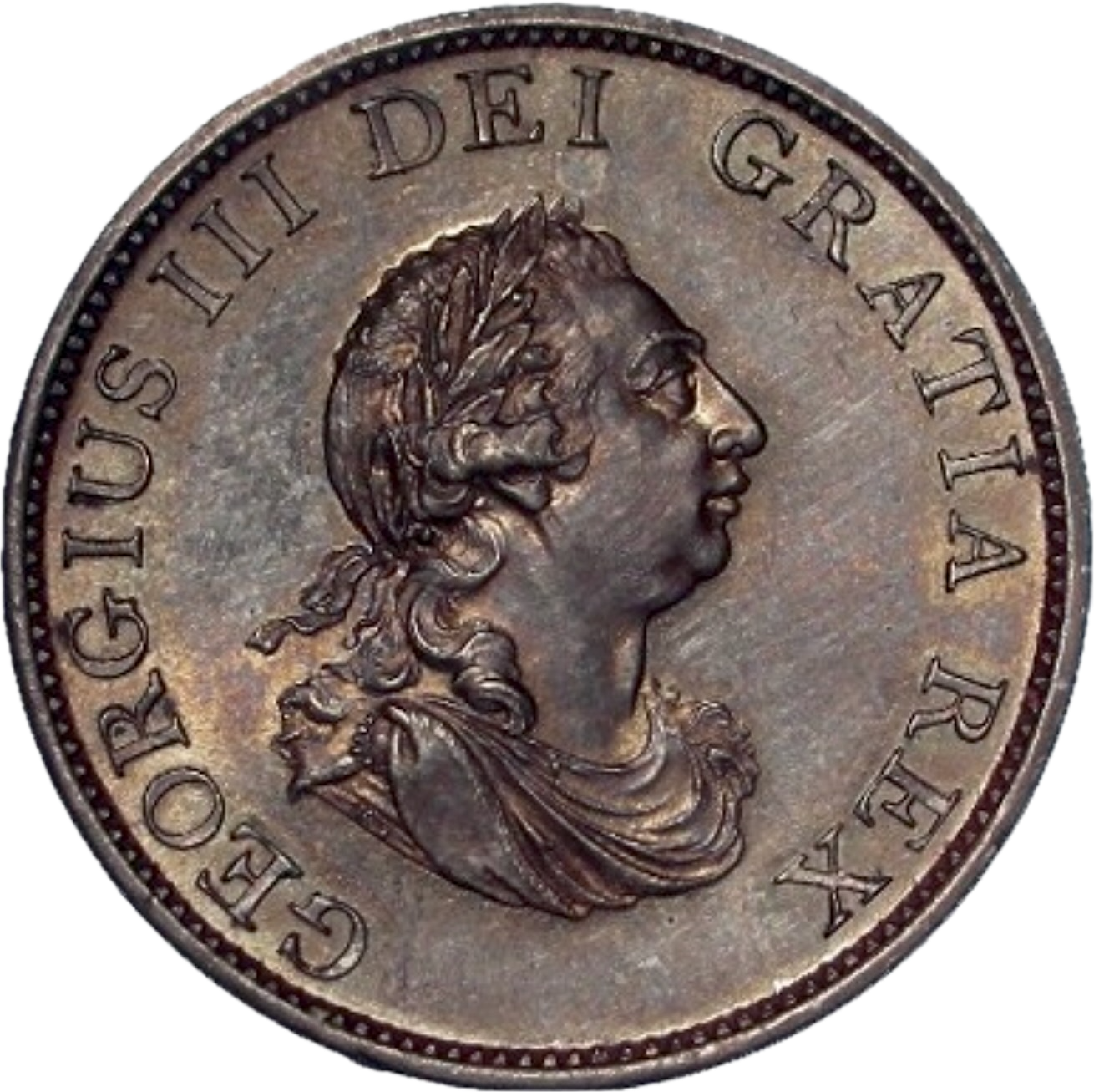 1799 pattern halfpenny in bronzed copper (early Soho) BMC 1234 [KH16] Scarce