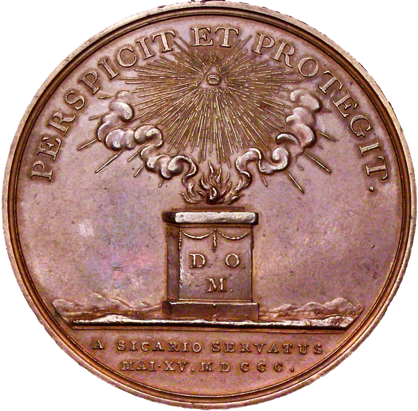 1800 George III Preserved from Assassination 48mm copper medal BHM 483 E916