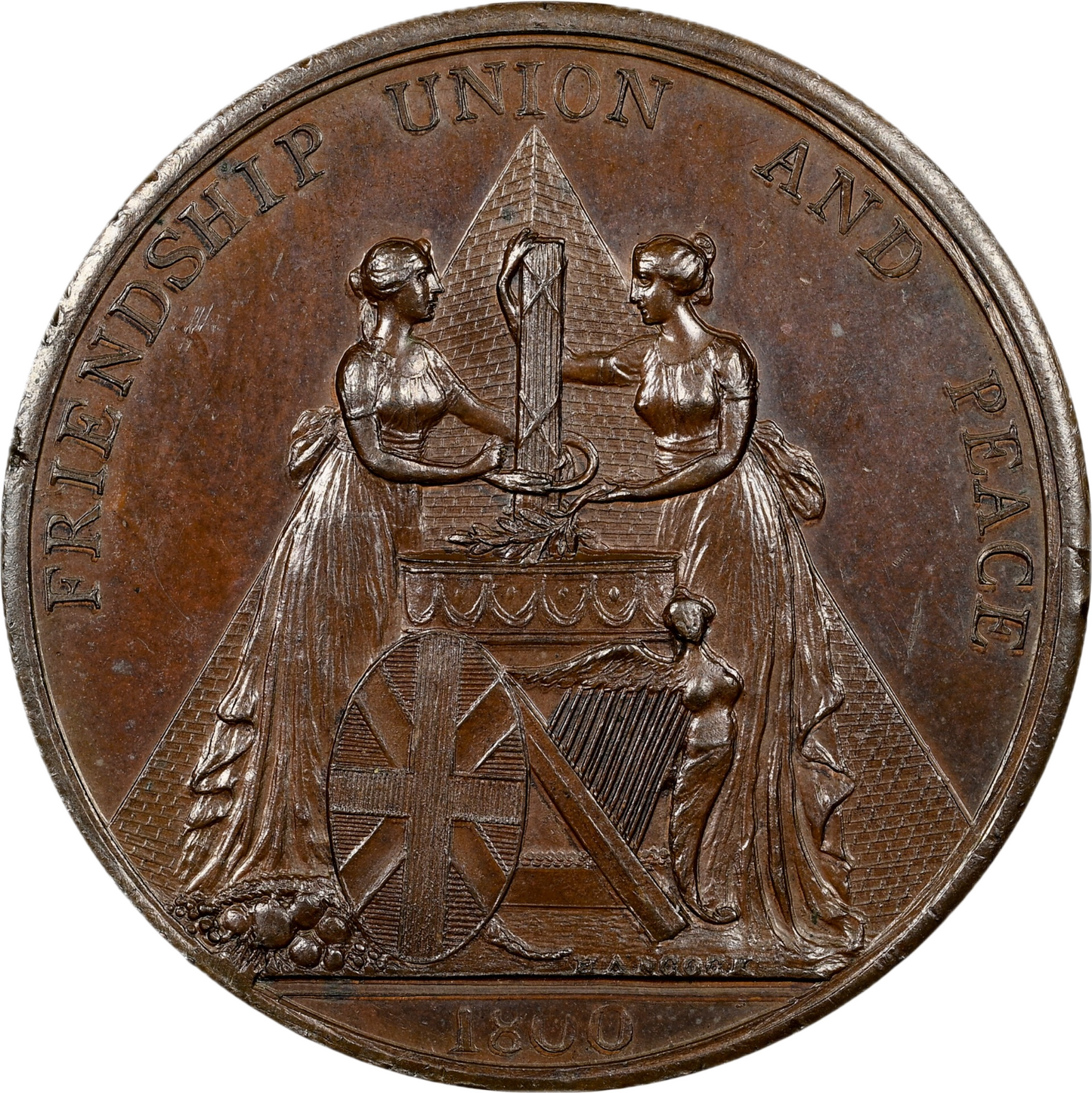 1800 Union of Great Britain and Ireland, Act Passed bronze medal BHM 494 E917 MS64BN