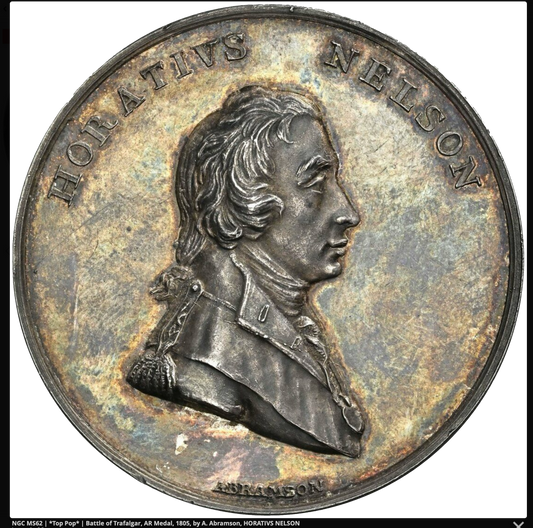 1805 Death of Nelson 40mm silver medal BHM 574 E964 MS62 TOP POP