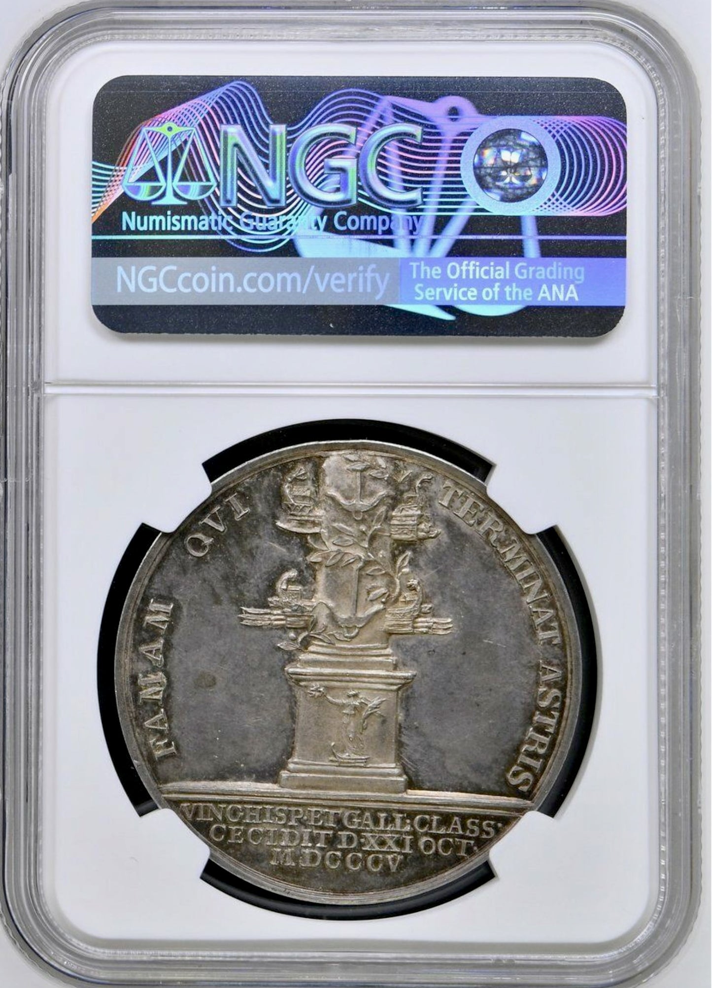 1805 Death of Nelson 40mm silver medal BHM 574 E964 MS62 TOP POP
