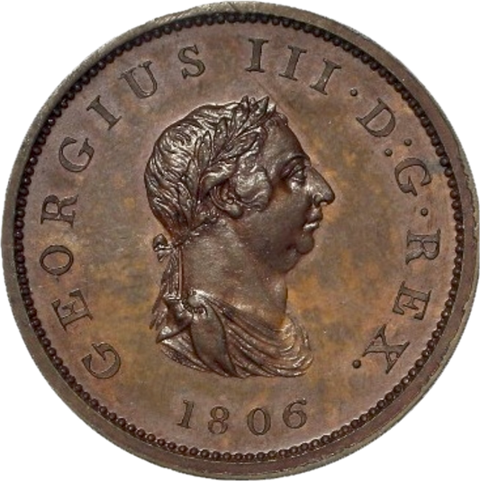 1806 Halfpenny pattern proof in bronzed copper S3781 BMC 1379 Restrike KH45 Very Scarce