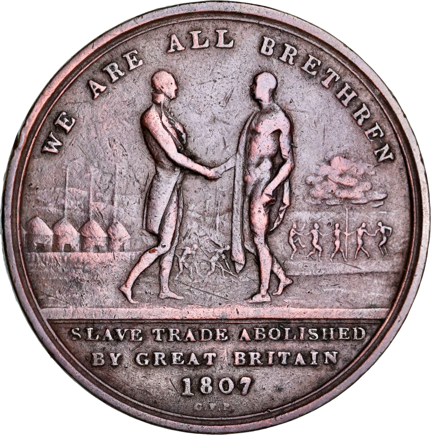 1807 Abolition of the slave trade 36mm copper medal by GF Pidgeon/J Philip E984b