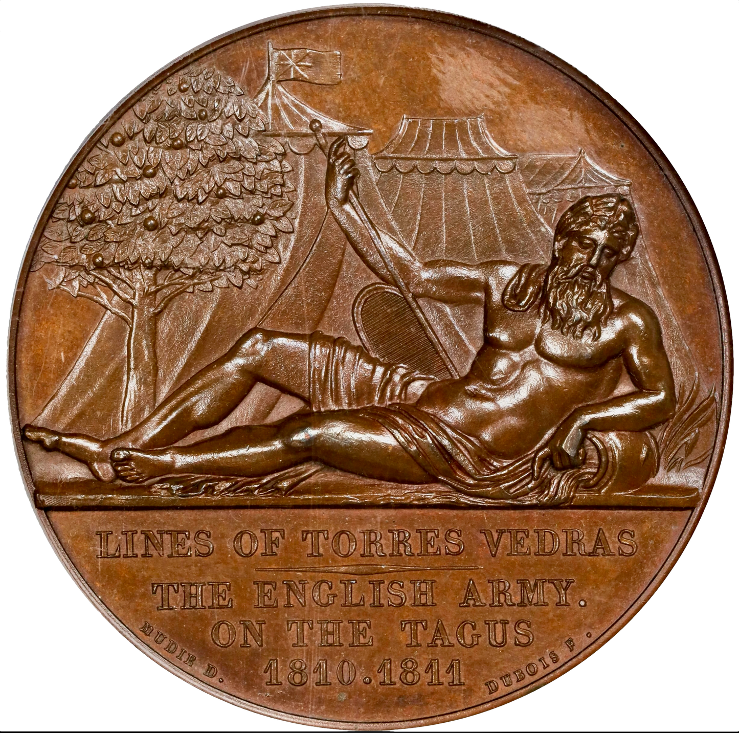 1811 English Army on the Tagus 41mm Bronze Medal BHM 713 E1016 PCGS Specimen-66