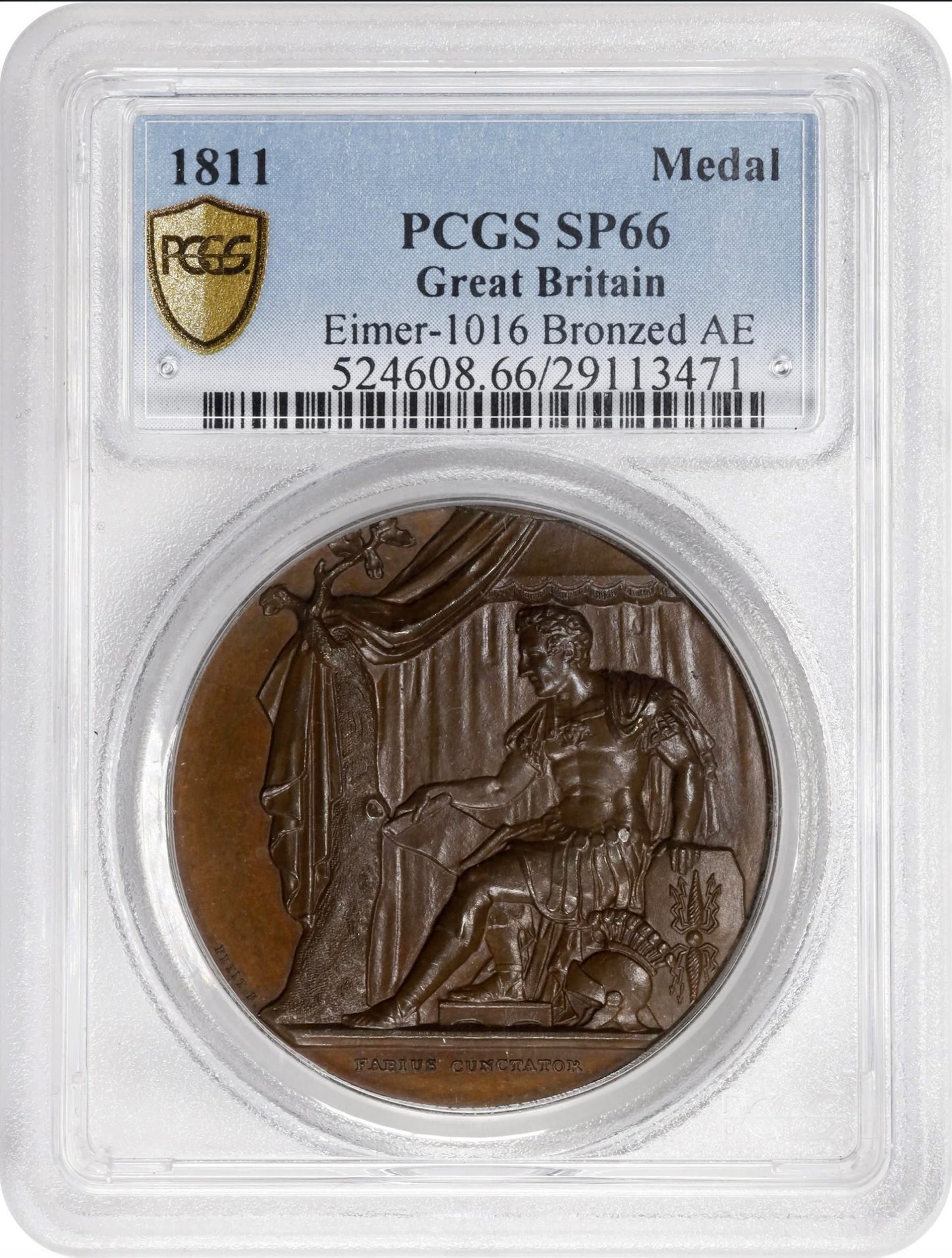 1811 English Army on the Tagus 41mm Bronze Medal BHM 713 E1016 PCGS Specimen-66