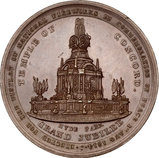 1814 Celebrations for the signing of the Treaty of Paris 43mm bronze medal BHM 826 EF