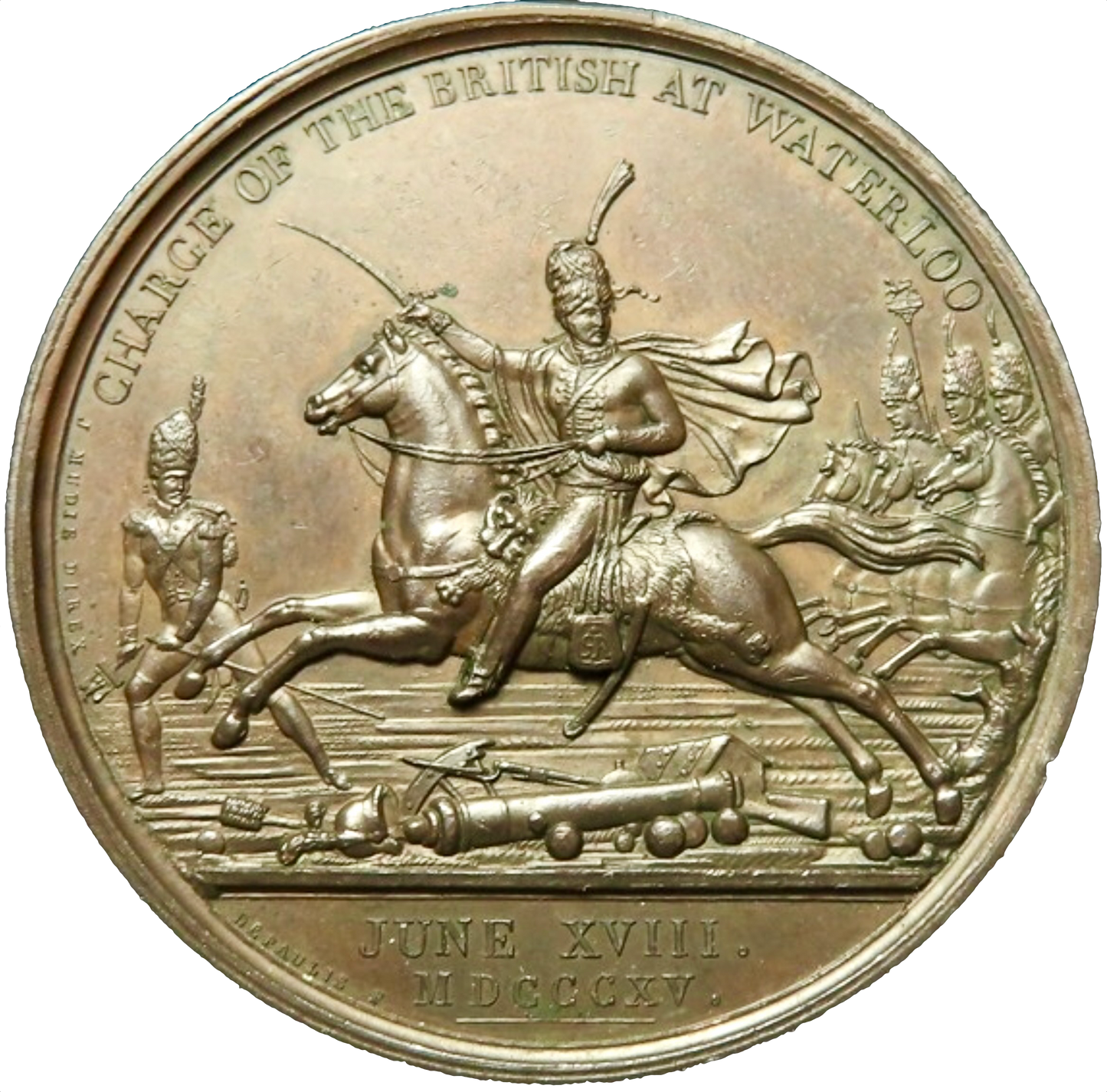 1815 Charge of the British at Waterloo 41mm bronze medal BHM 859 E1069