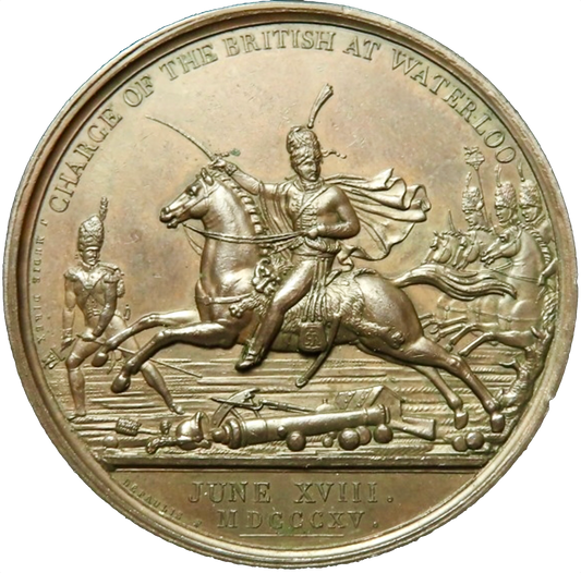 1815 Charge of the British at Waterloo 41mm bronze medal BHM 859 E1069