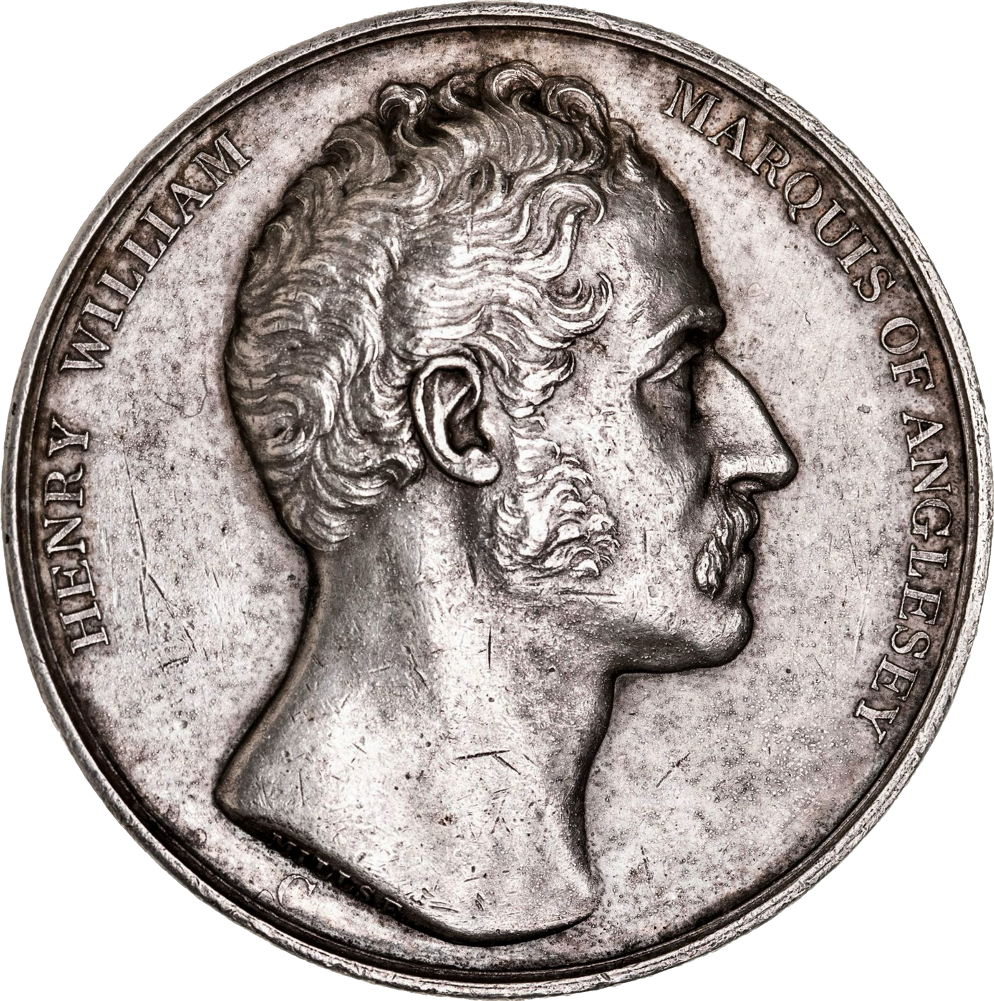 1815 Charge of the British at Waterloo 41mm silver medal BHM 859 E1069