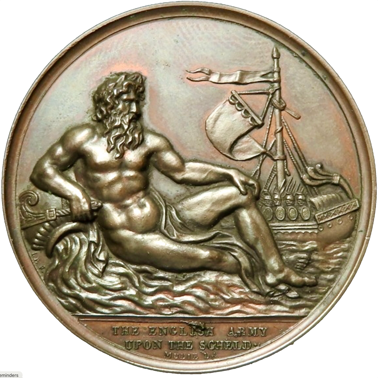 1815 English Army in the Netherlands 41mm copper medal BHM 867 E1066