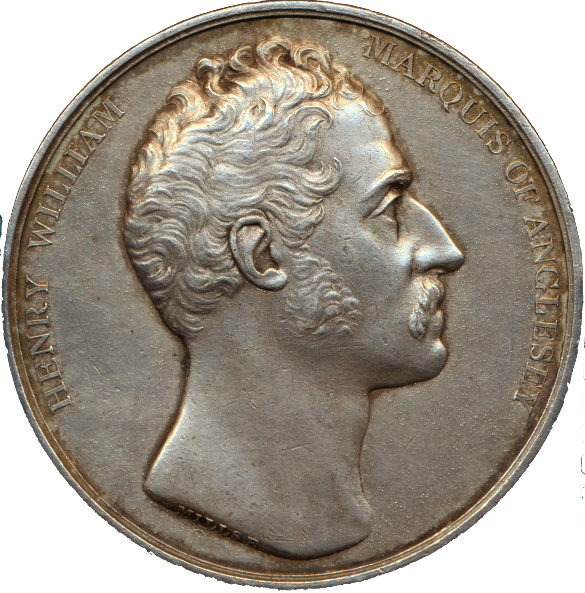 1815 Charge of the British at Waterloo 41mm silver medal BHM 859 E1069