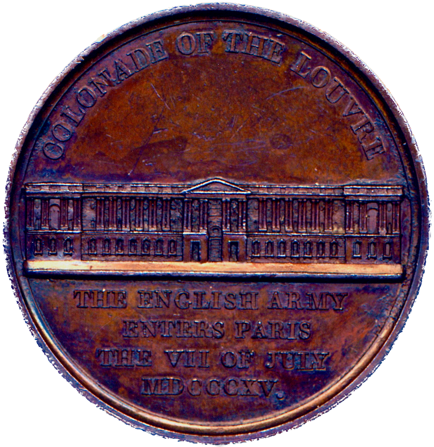 1815 English Army enters Paris 41mm bronze medal BHM 889 E1077 EF/VF