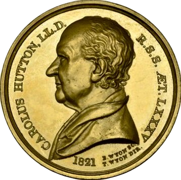 1821 Charles Hutton Mathematician a 44mm gilt-bronze medal by B Wyon BHM 1158