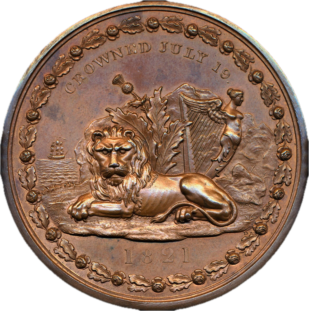 1821 Coronation 50.5mm bronze medal BHM 1090 NEF