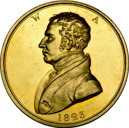 1823 William Abbot Actor a 44mm gilt-bronze medal by BHM 1206