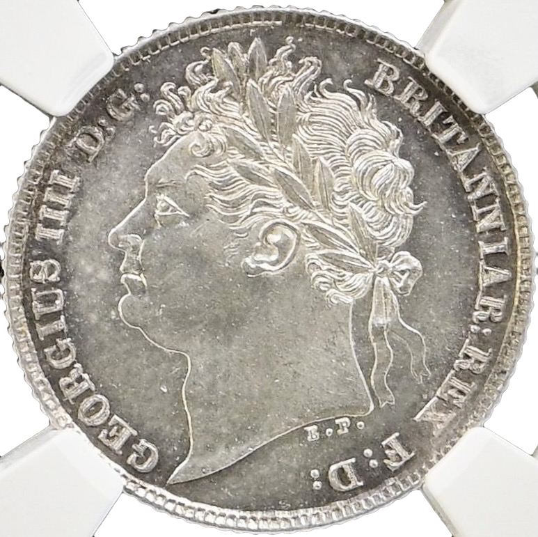 1824 Sixpence Laureate head S3814 ESC 2425 UNC MS64