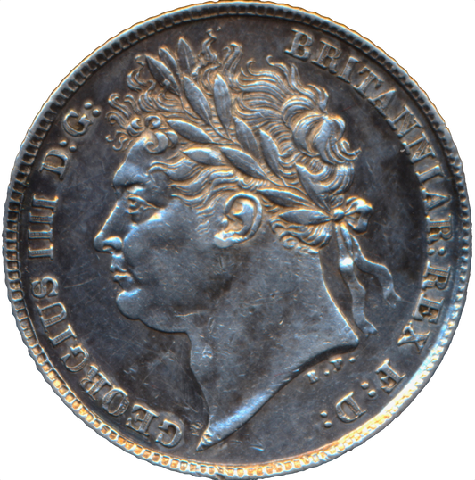 1824 Sixpence Laureate head S3814 ESC 2425 GEF