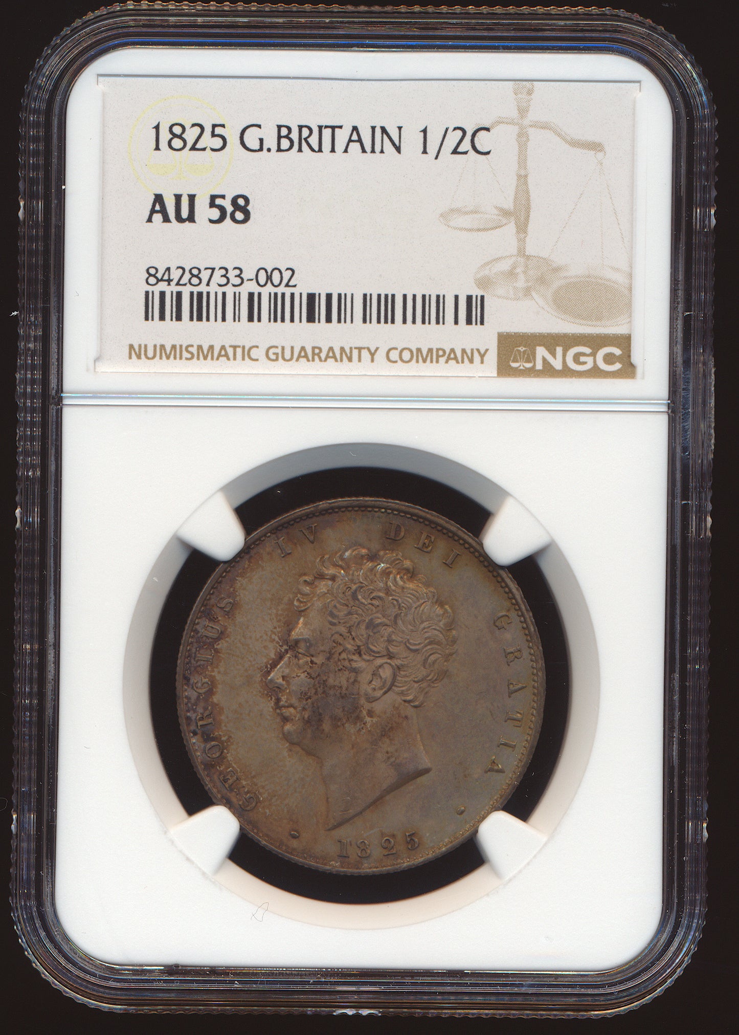1825 Halfcrown Bare head S3809 ESC 2371 AUNC 58