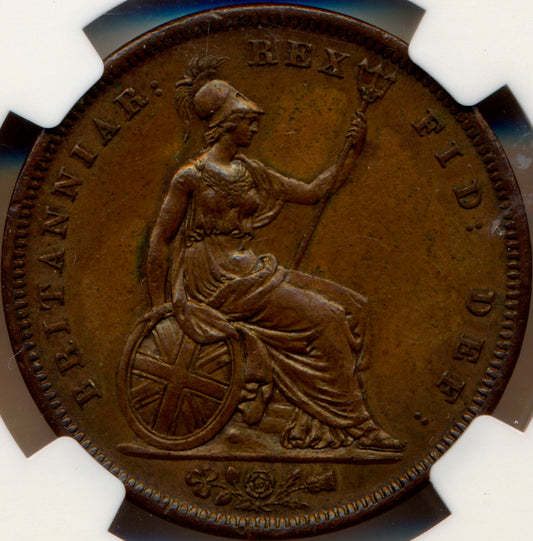 1826 Penny S3823 BMC 1427 Thick central line Reverse C Very scarce AU 58 BN