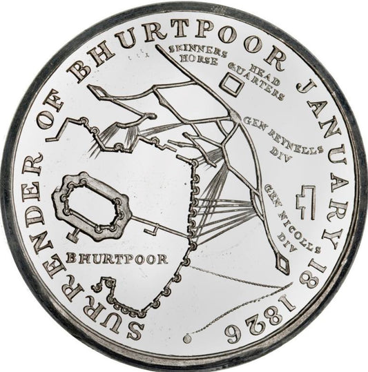 1826 Lord Combermere, surrender of Bhurtpur white metal medal BHM 1263 E 1183