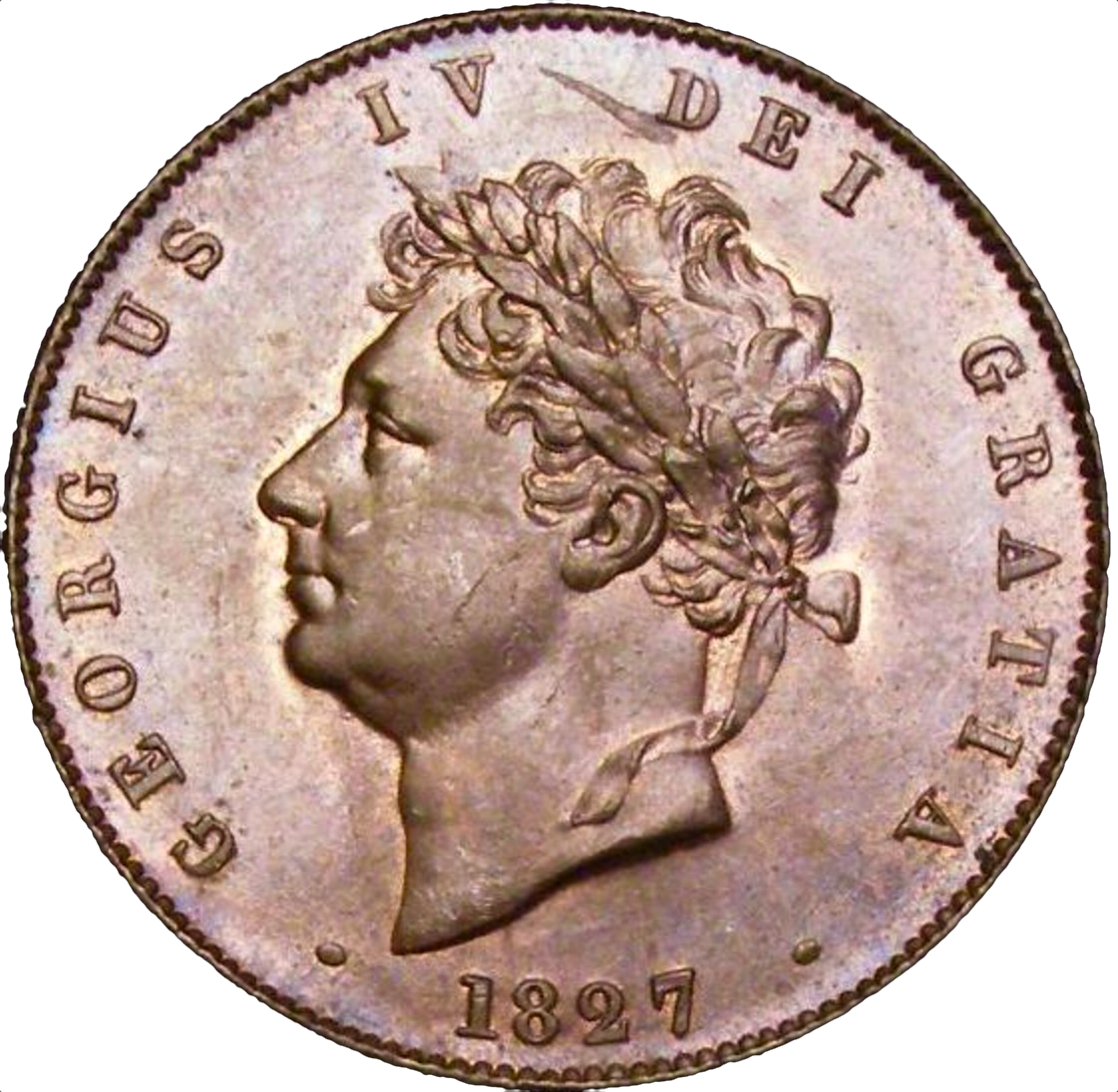 1827 Halfpenny S3824 BMC 1438 UNC