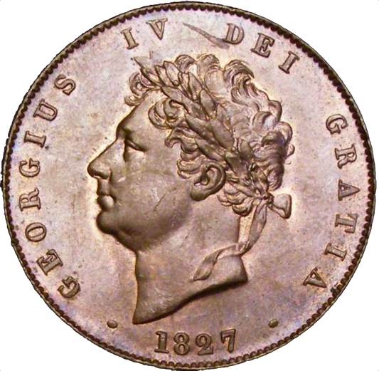 1827 Halfpenny S3824 BMC 1438 UNC