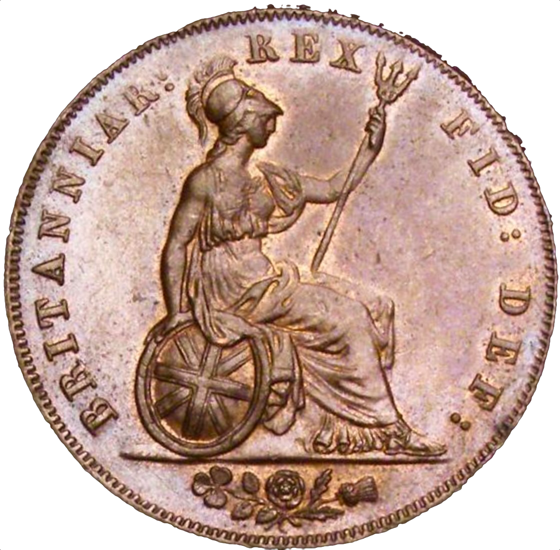 1827 Halfpenny S3824 BMC 1438 UNC