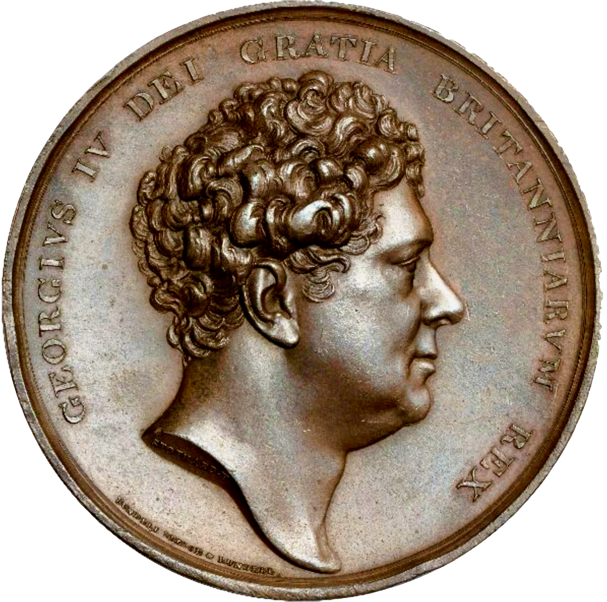 1828 Restoration of Windsor Castle 72.5mm bronze medal BHM 1337 E1202 Scarce